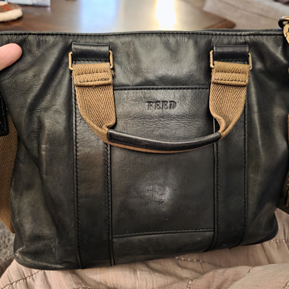 Feed Black and Olive Small Work Tote Bag